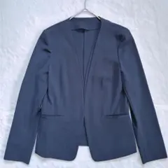 INDIVI ノーカラー ジャケット スカートセットアップ ネイビー - メルカリ