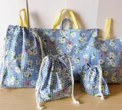 【匿名配送】ハンドメイド　入園入学5点セットNO.147 マーガレット柄