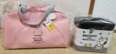 スヌーピーグッズ　バッグ・コスメボックス・クッション3点セット