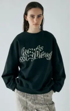 【最終価格！】 MOUSSY 【中古】ダークグリーン ロゴプリント スウェット