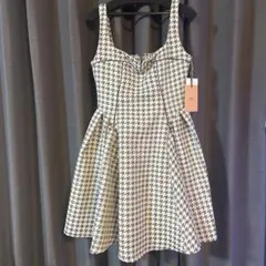 ジャガードハウンドトゥースミニワンピース （BLACK）