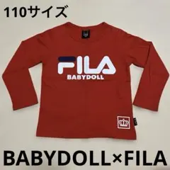 BABYDOLL×FILA★赤×白ロゴ王冠・長袖カットソー110サイズ・プリント