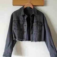 GU デニムジャケット ショート丈 グレー Mのサムネイル
