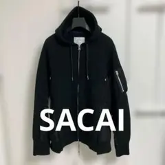 sacai シフォンドッキングバックフリルデザイン ジップパーカー