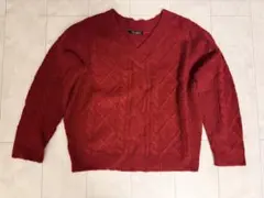 INGNI イング Vネック ケーブルニット レッド