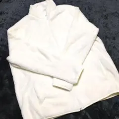 4L‼️ホワイト フリースジャケット ジップアップ