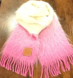 LOEWE マフラー 希少 ピンク&ホワイト グラデーション
