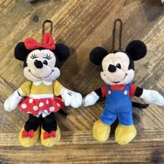 しまむら Littcレトロミッキー、ミニー マスコットキーチェーン 2種セット