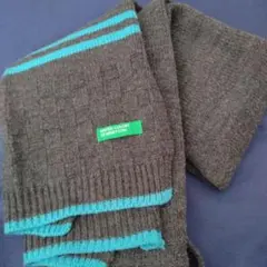 UNITED COLORS OF BENETTON マフラー グレー/ターコイズ