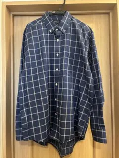 【美品】POLO 長袖 ワイシャツ 3L 紺×白　濃青 ストライプ 綿100%