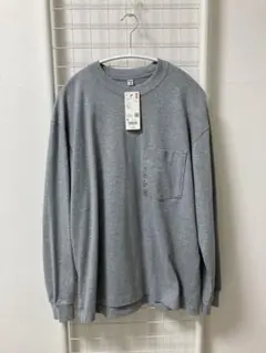 【新品未使用】ユニクロ ウォッシュコットンクルーネック長袖Tシャツ Mサイズ