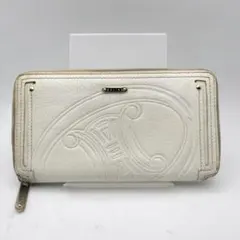 セリーヌ　長財布　財布　ウォレット　トリオンフ　ラウンドジップ　ホワイト