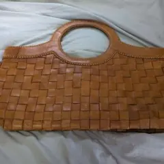 robita ロビタ 編み込み レザーバッグ 　トートバッグ ブラウン