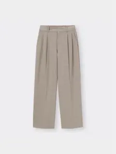 【美品】GU タックワイドパンツ(丈標準70.0～74.0cm) ベージュ　S