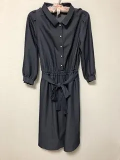 ダークブルー シャツワンピース
