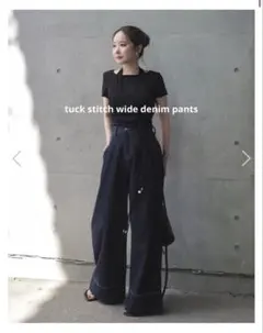 LAULEN タック配色ステッチワイドデニムパンツ サイズ S