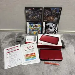 Nintendo3DSLL レッド本体 + ポケモン2つとモンハン2つ　ペン付き