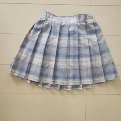 青系チェック プリーツスカート インナー付き