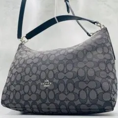美品 コーチ ショルダーバッグ ワンショルダー ブラック キャンバス 2way