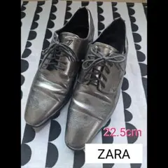 ZARA シルバー レースアップシューズ 22.5cm
