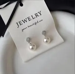 No.56 パールドロップCZダイヤピアス