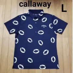 美品キャロウェイ　ロゴプリント　ネイビー　半袖ゴルフポロシャツ　L