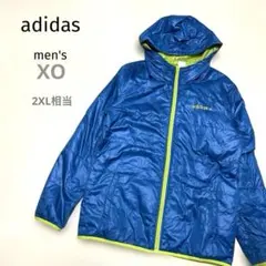 【難あり】美品アディダス青/緑 ジャンパーメンズXO大きいオーバービッグスポーツ