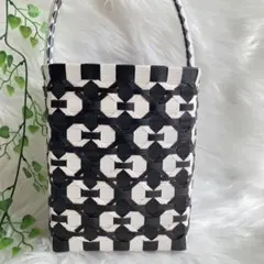 10/PPバンド かごバッグ プラカゴ ワンハンドル リボン柄