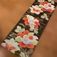 花柄テーブルランナー ゴールドブラウン９１