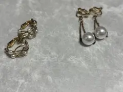 2点セット　パール イヤリング・パールビジューイヤリング