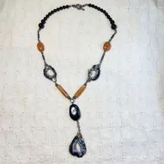 天然石アゲート＆カーネリアン ハンドメイドネックレス