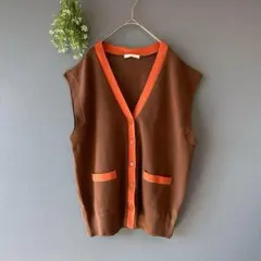 キャリール［L］新品◎大人カジュアル◎バイカラー◎ビッグシルエットニットベスト