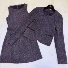 【美品】Theory セオリー ノーカラー ツイード セットアップ ワンピース