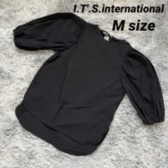 【イッツインターナショナル】ボリューム袖シャツ(M)七分袖 パフスリーブ 黒