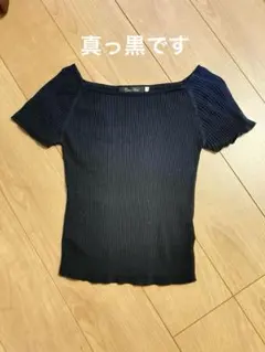 Coco Deal リブ編み 半袖トップス サイズ2 ブラック　サマーセーター