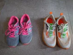 キッズ スニーカー 女の子　ピンクオレンジ19〜20センチ