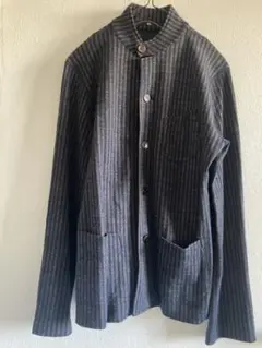 最終値下げ！45R スタンドカラー　ニットジャケット ストライプ【極美品】