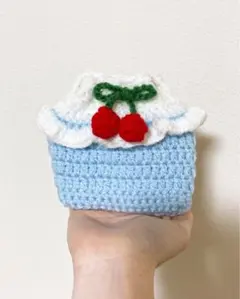 水色のチェリー付き巾着袋