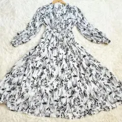 ✨美品✨ FRAY I.D ロングワンピース 花柄 長袖 Aライン ホワイト