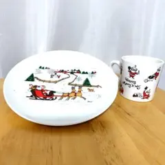 Xmas サンタクロース柄　プレート&マグカップ