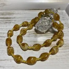 アンバー風　ビーズネックレス　ヴィンテージ