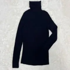 ◆ユニクロ　タートルネック　セーター　リブ　ニット　ウール100　薄手　ブラック
