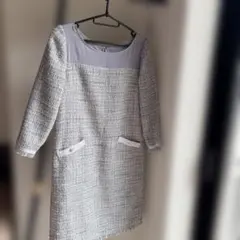 PROPORTION ツイード長袖ワンピース グレー系