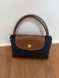 新品 ロンシャン ルプリアージュ ポーチミニバッグ ブラック×茶 
