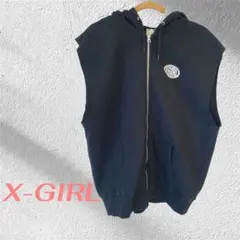 X-girl ノースリーブパーカー 黒 M バックプリント レディース 春　夏