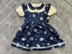 アクシーズファム　花柄ネイビー　ワンピース　フリル付き　120cm