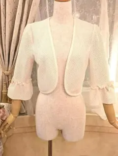 ギャラリービスコンティ ボレロ2　ベルスリーブ　リボン　ライトベージュ