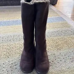 TOP DRY ファー付きロングブーツ ダークブラウン