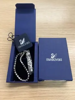 Swarovski シルバーチェーンブレスレット、携帯ストラップセット