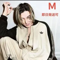 藤井風着用 adidas ルーズ メッシュ トラックトップ 黒 ベージュ Ｍ